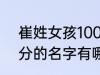 崔姓女孩100分的名字 崔姓女孩100分的名字有哪些